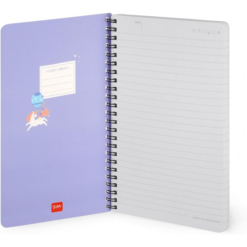 Legami - Quaderno A Righe Con Spirale Large - Formato A5, Spiral Notebook, 15 X 21 Cm, Tema Unicorn