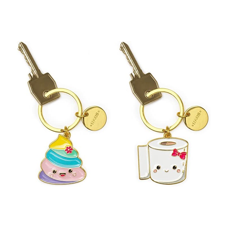 Legami Set 2 Portachiavi In Metallo Smaltato, What A Key Ring! - Poo