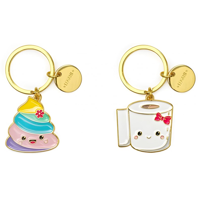 Legami Set 2 Portachiavi In Metallo Smaltato, What A Key Ring! - Poo