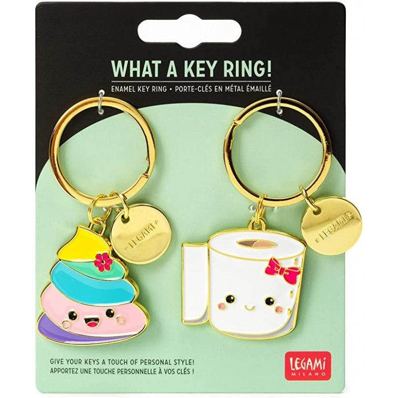 Legami Set 2 Portachiavi In Metallo Smaltato, What A Key Ring! - Poo