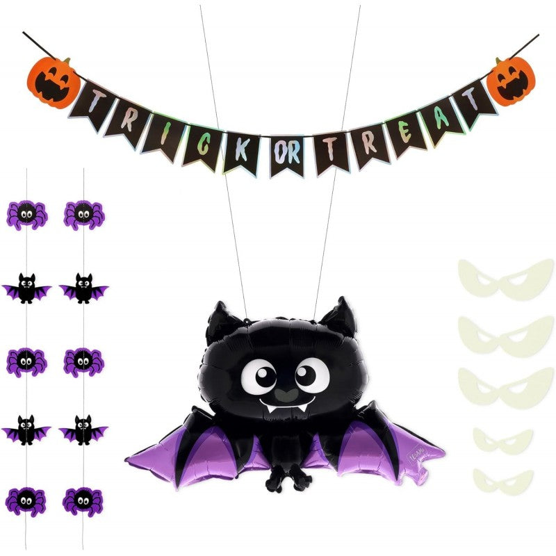 Legami – Set Decorazione Porta Halloween HAL0001 | Sticker Fosforescenti, Palloncino Pipistrello e Accessori con Lamina