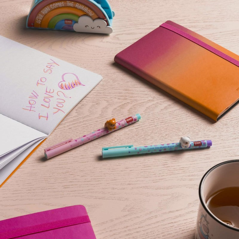 Legami - Set Di 2 Penne Gel Lovely Friends, Edizione Limitata, Inchiostro Azzurro E Viola