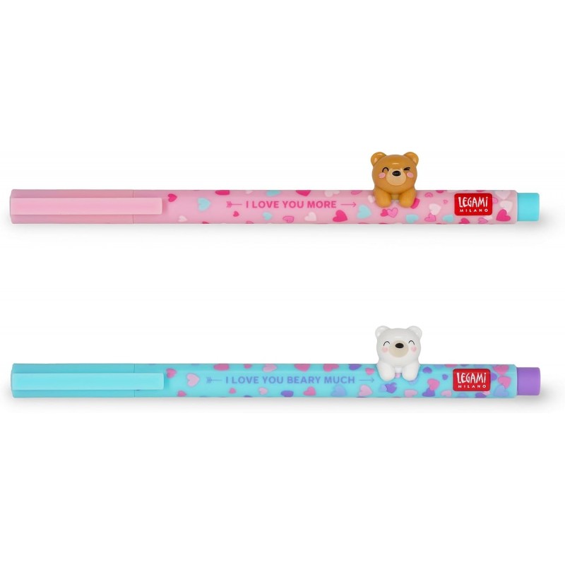 Legami - Set Di 2 Penne Gel Lovely Friends, Edizione Limitata, Inchiostro Azzurro E Viola