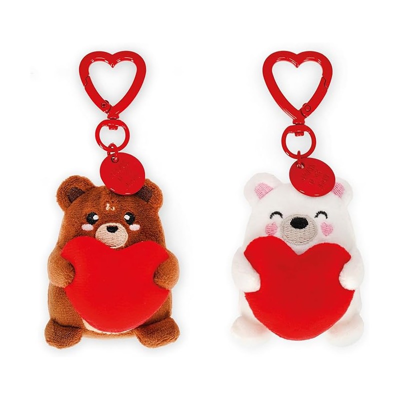Legami - Set Di 2 Portachiavi In Peluche, Regalo Per Coppia, Charm Per Borsa, Orsetti Romantici