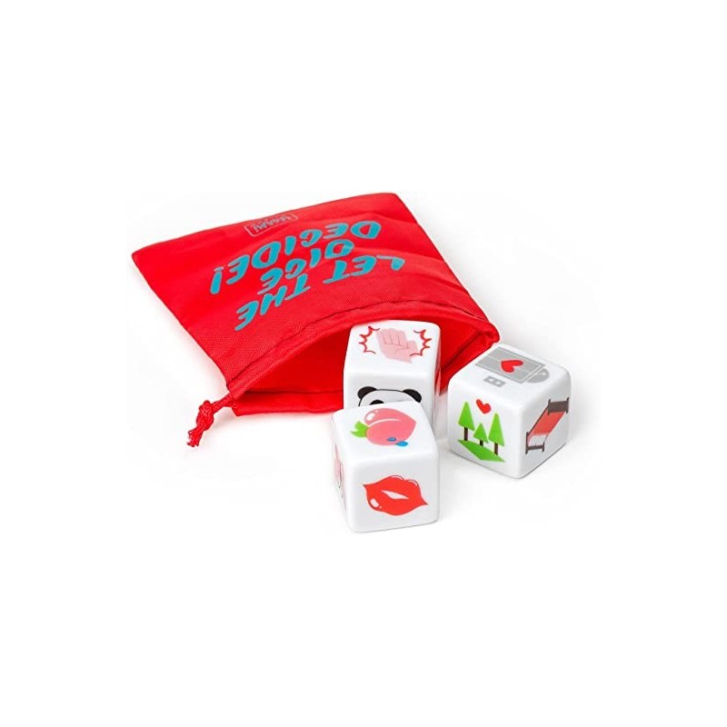 Legami - Set Di 3 Dadi Per Coppie, Busta Porta Dadi Inclusa, Sex In Progress, 2,5x2,5 Cm, Tema Sex