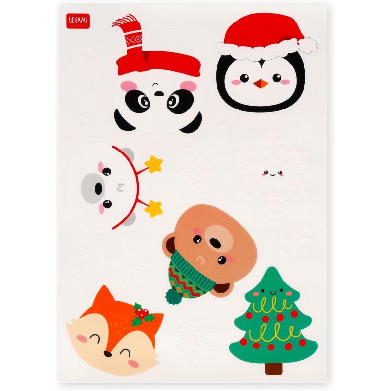 Legami - Set Di 70 Adesivi Elettrostatici Per Finestra, Christmas Edition