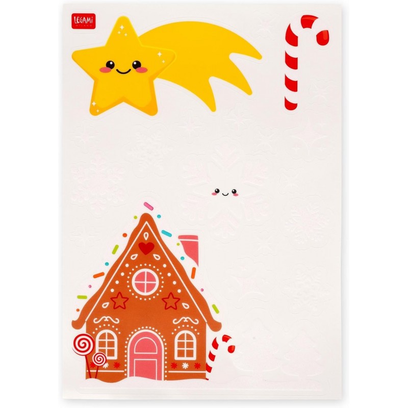 Legami - Set Di 70 Adesivi Elettrostatici Per Finestra, Christmas Edition