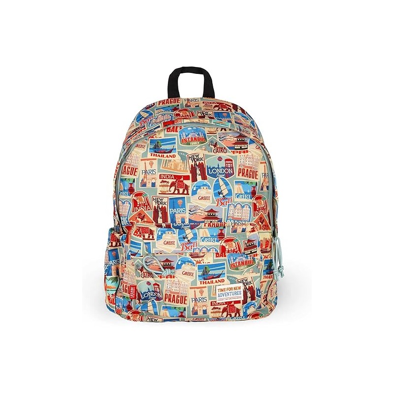 Legami - Zaino Viaggio Scuola 32 L, My Backpack, Foderato E Imbottito, 35 X 45 X 20 Cm - Travel Stickers