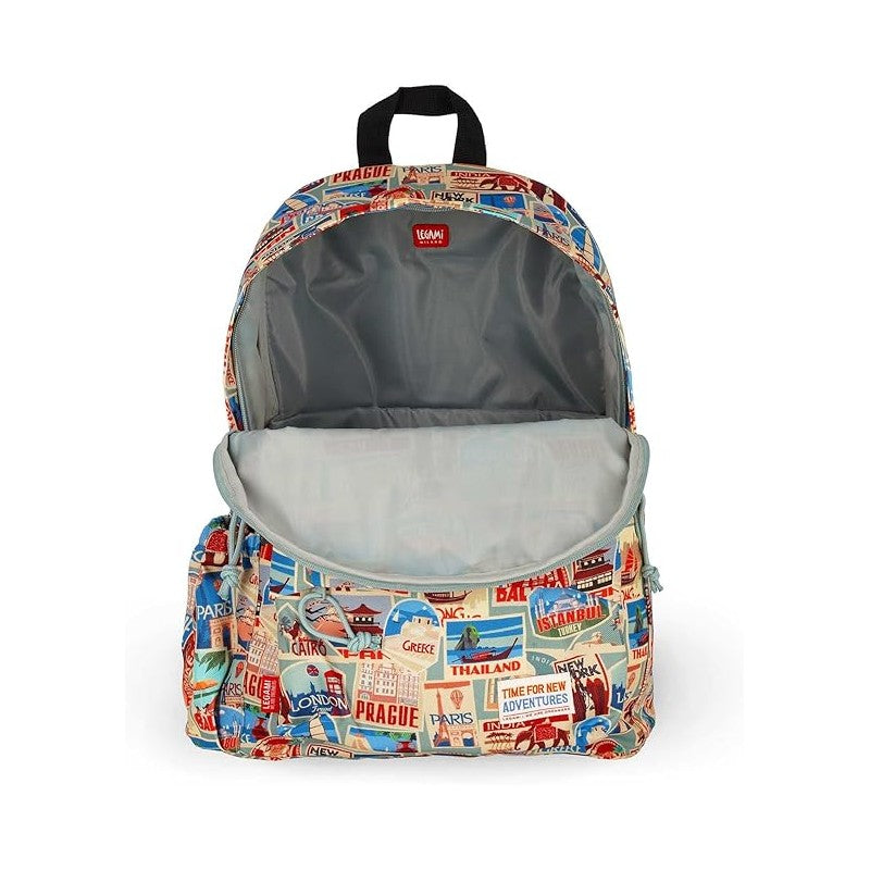 Legami - Zaino Viaggio Scuola 32 L, My Backpack, Foderato E Imbottito, 35 X 45 X 20 Cm - Travel Stickers