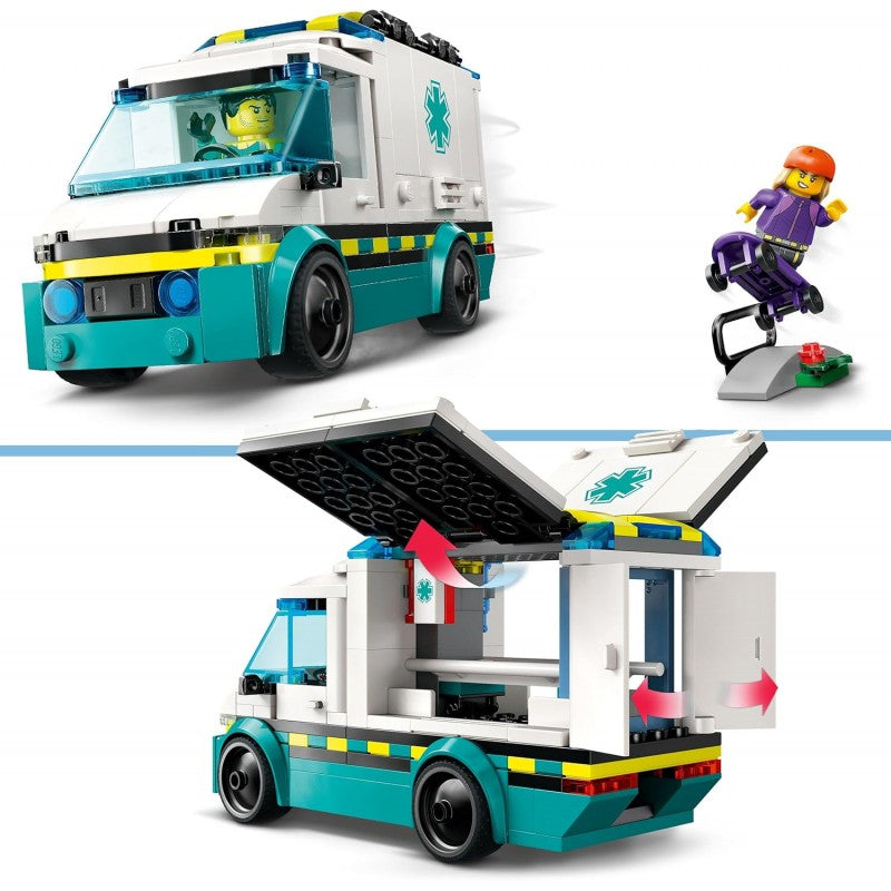 LEGO City Ambulanza di Emergenza Giocattolo con 2 Minifigure - Giochi Educativi per Bambini e Bambine da 5 Anni in su - Idee Regalo per l'Apprendimento per Compleanni e Feste - 60451