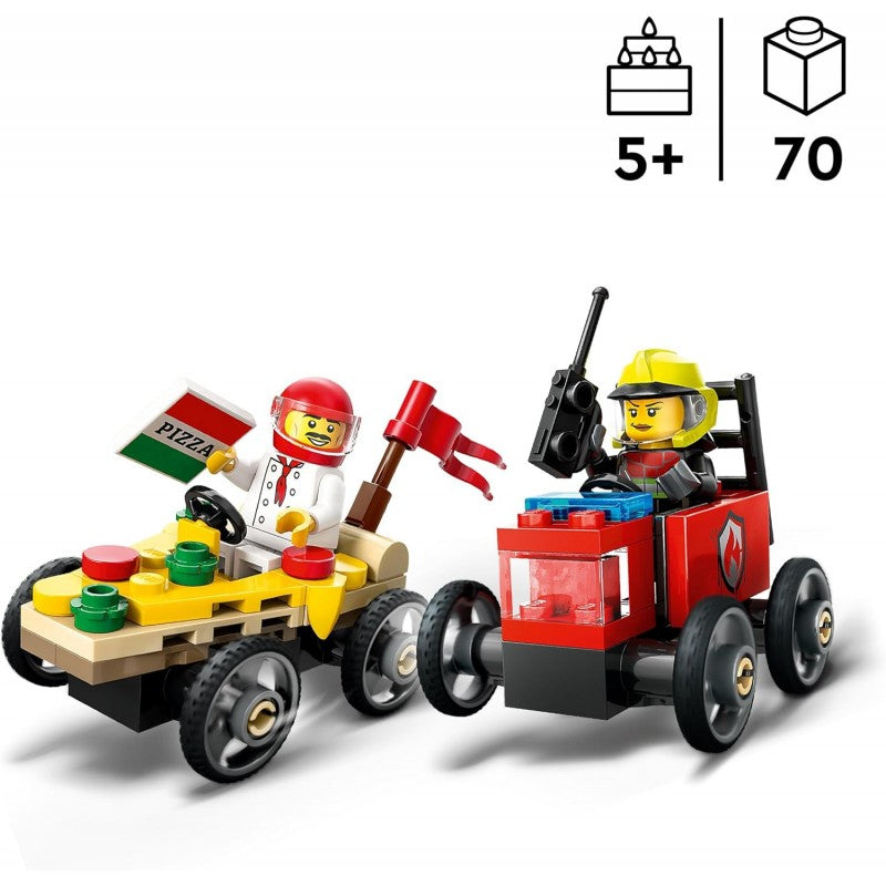 Lego City - Veicoli Da Corsa: Pizzaiolo Contro Pompiere 60458