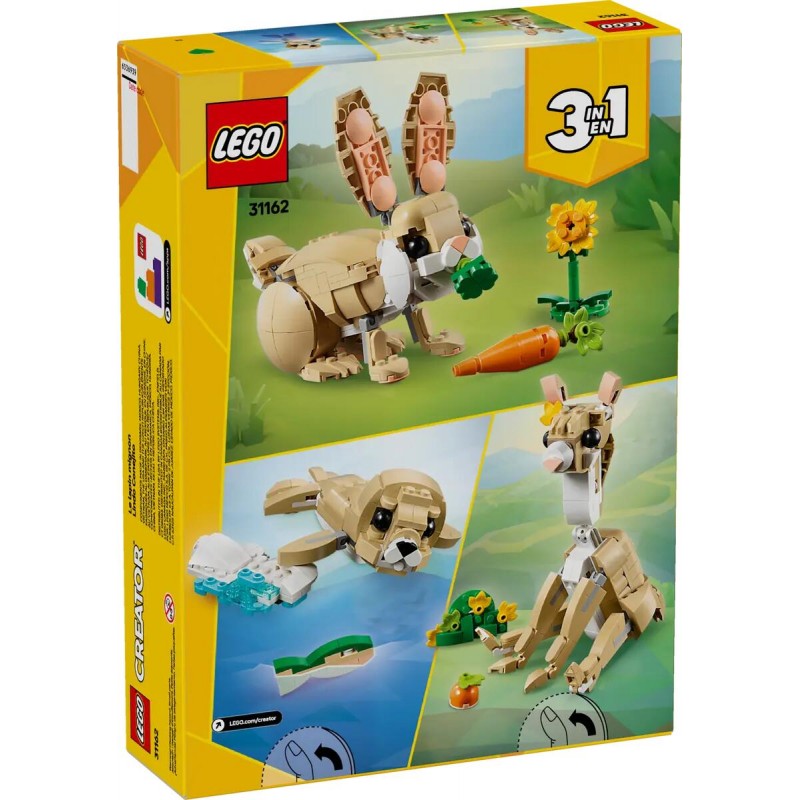 Lego Creator 3 In 1 Animali Selvatici: Adorabile Coniglio - Si Trasforma In Lama O In Foca - 31162