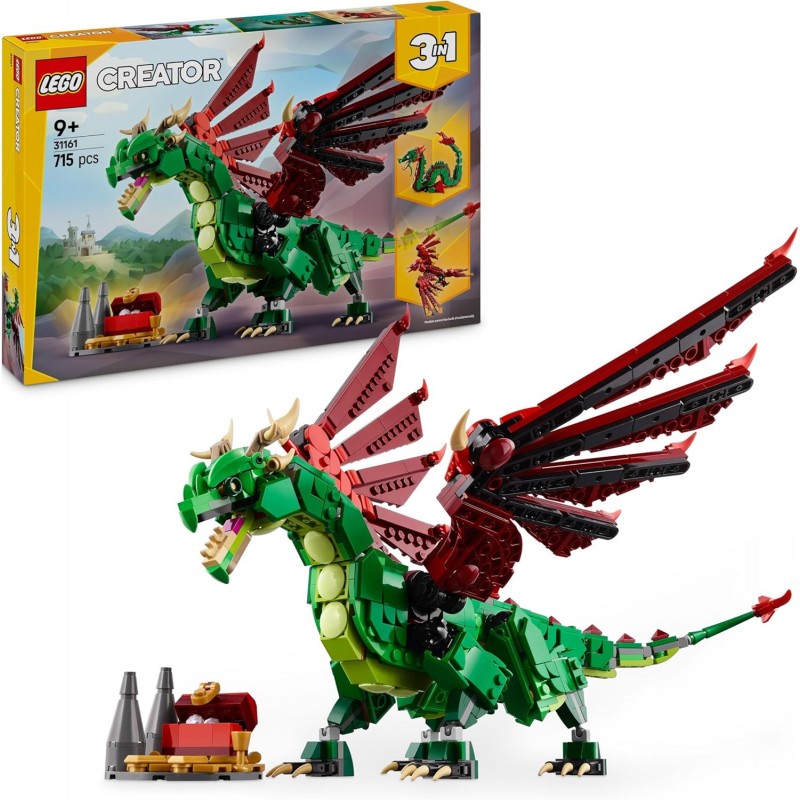 Lego Creator 3 In 1 Drago Medievale Giocattolo 31161