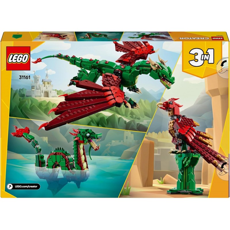 Lego Creator 3 In 1 Drago Medievale Giocattolo 31161