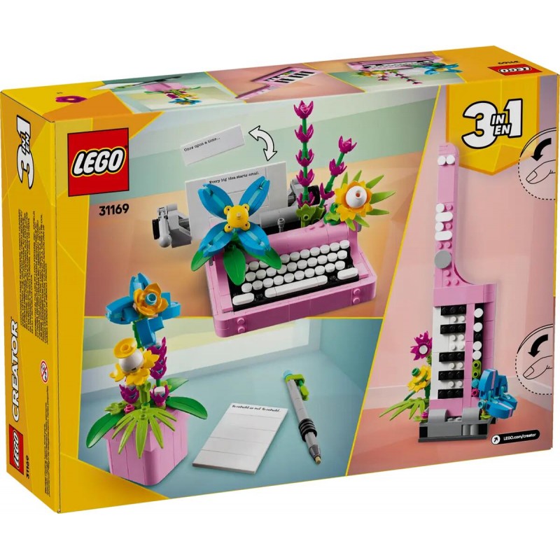 Lego Creator 3 In 1: Macchina Da Scrivere Con Fiori Giocattolo - Si Trasforma In Keytar O In Vaso 31169