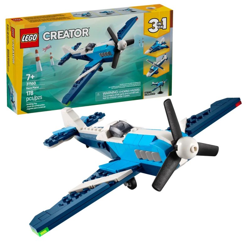 Lego Creator 3 In 1 Velivolo: Aereo Da Competizione - Trasformabile In Elicottero E Jet 31160