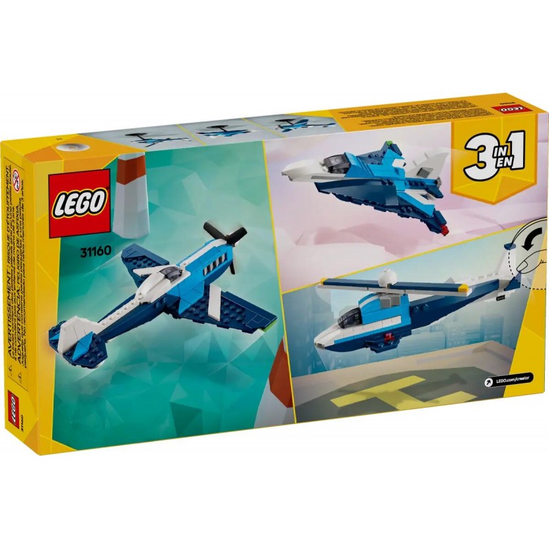 Lego Creator 3 In 1 Velivolo: Aereo Da Competizione - Trasformabile In Elicottero E Jet 31160