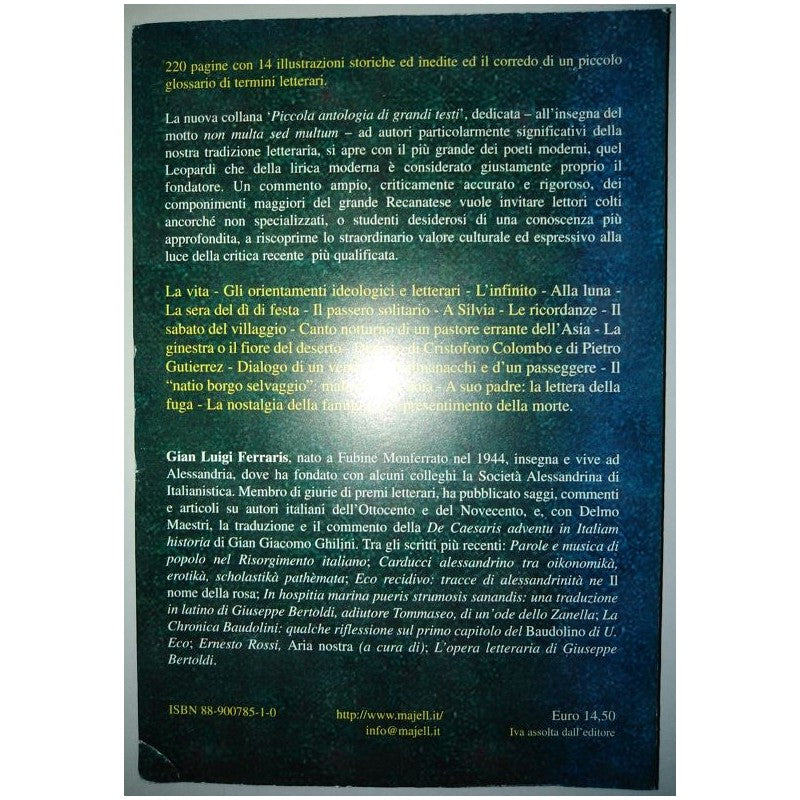 Leopardi. Piccola Antologia Di Grandi Testi - Majell