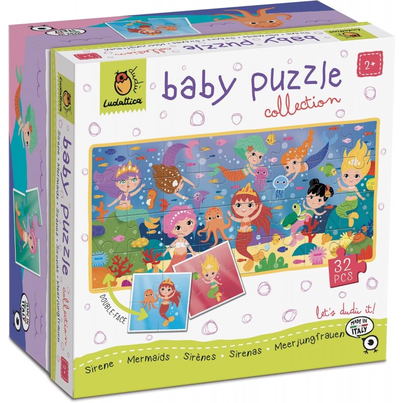 Ludattica - Baby Puzzle Sirene - Puzzle 32 Pezzi - Dimensione 67 X 32 Cm - Made In Italy