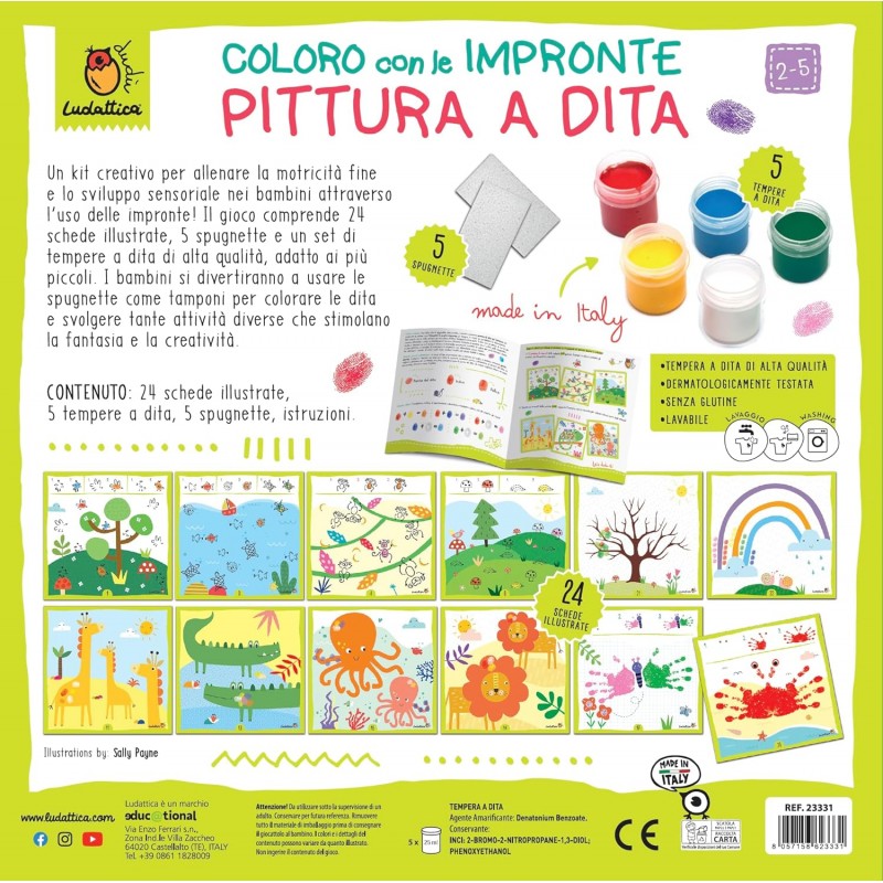 Ludattica - Coloro Con Le Impronte - Pittura A Dita - 2-5 Anni Made In Italy