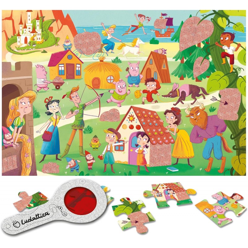 Ludattica - Secret Puzzle 24 Maxi Pezzi Le Fiabe| Formato 50x35 Cm