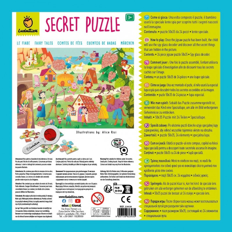 Ludattica - Secret Puzzle 24 Maxi Pezzi Le Fiabe| Formato 50x35 Cm