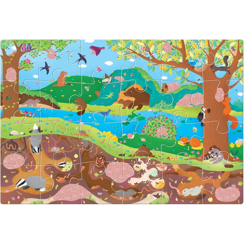 Ludattica - Secret Puzzle Il Bosco Sottospra | Puzzle 24 Pezzi Con Lente Spia | Bambini 3+