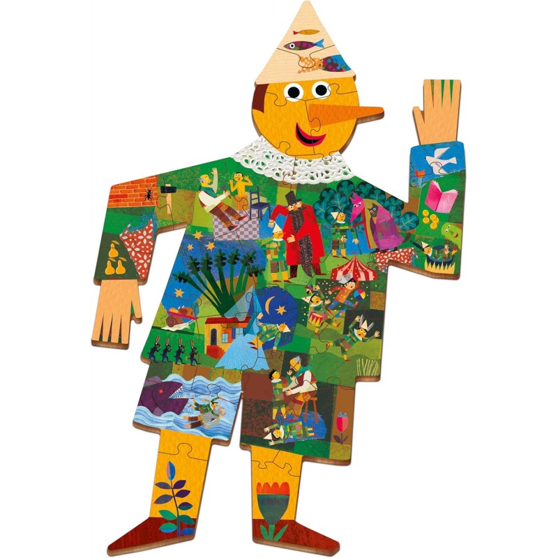 Ludattica - Woody Story Puzzle - Pinocchio | Puzzle In Legno Bambini 3+ Anni Di 24 Pezzi