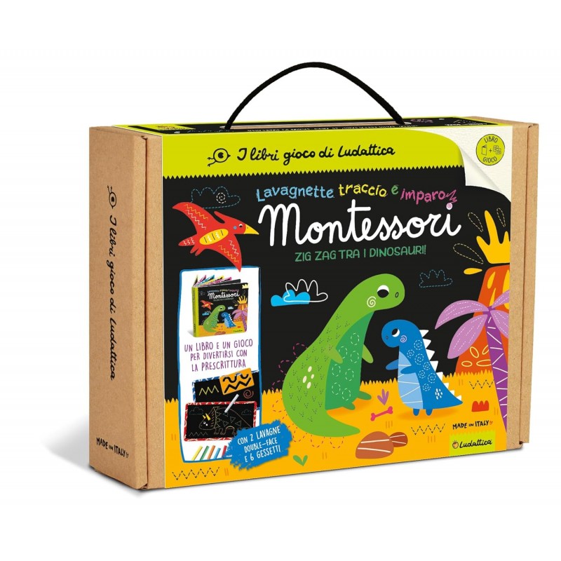 Ludattica - Zig-zag Tra I Dinosauri! Ediz. A Colori. Con 2 Lavagnette Double-face + 6 Gessetti Colorati + Cancellino