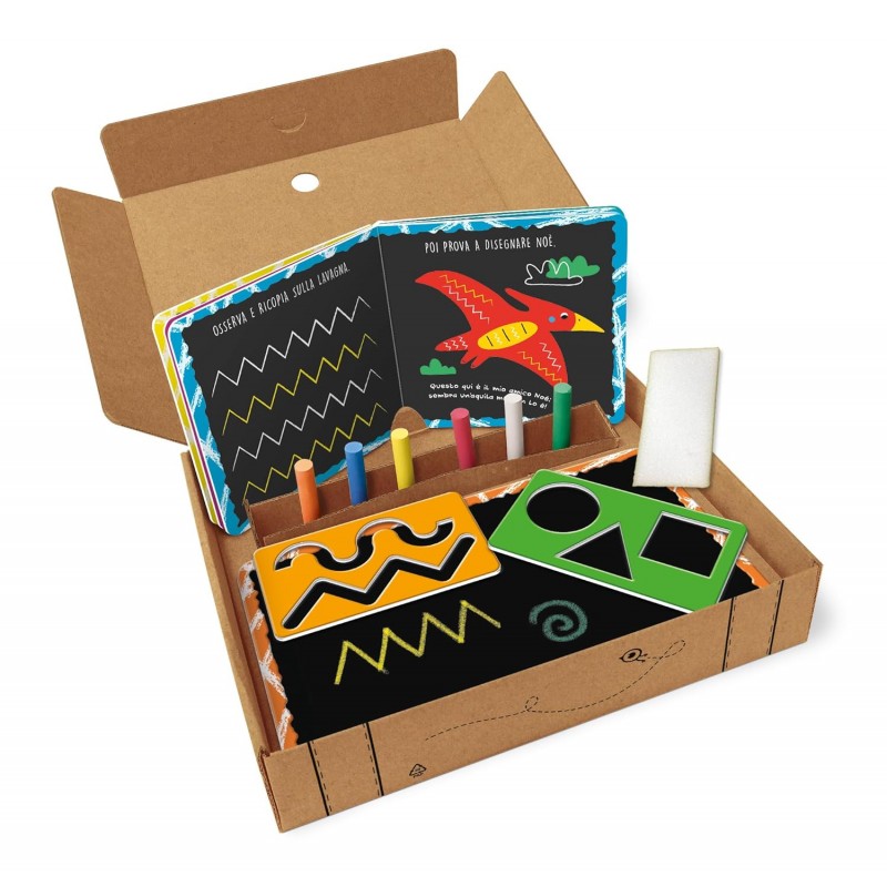 Ludattica - Zig-zag Tra I Dinosauri! Ediz. A Colori. Con 2 Lavagnette Double-face + 6 Gessetti Colorati + Cancellino