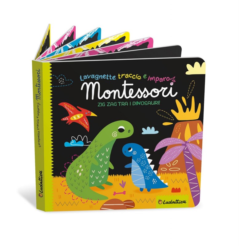 Ludattica - Zig-zag Tra I Dinosauri! Ediz. A Colori. Con 2 Lavagnette Double-face + 6 Gessetti Colorati + Cancellino