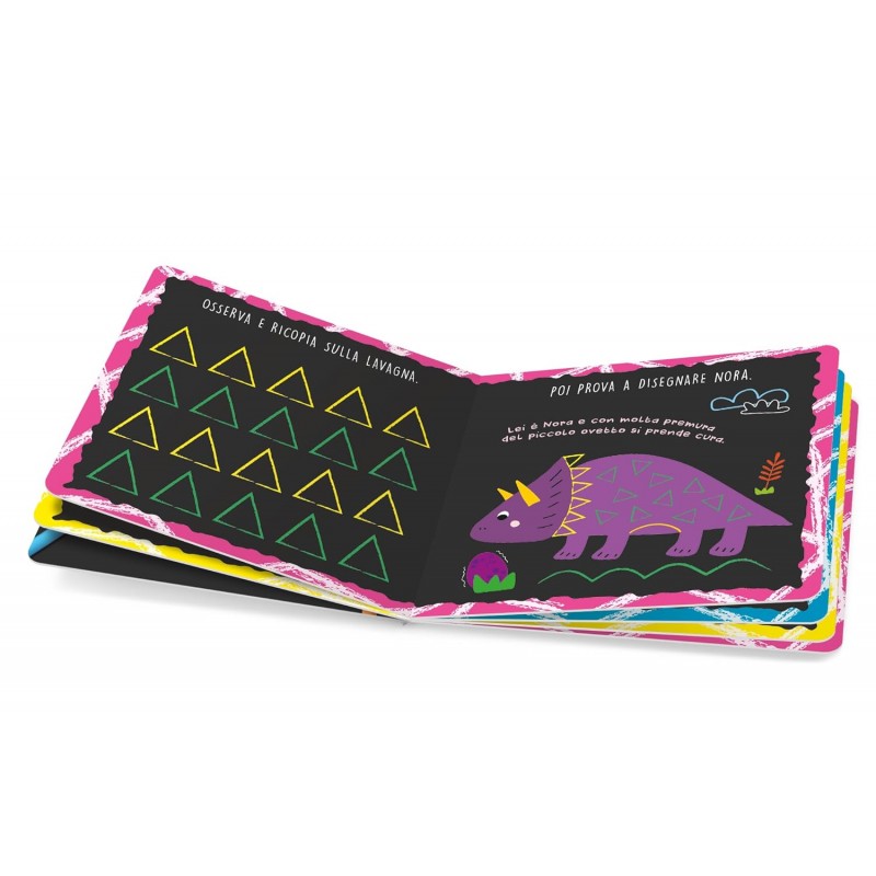 Ludattica - Zig-zag Tra I Dinosauri! Ediz. A Colori. Con 2 Lavagnette Double-face + 6 Gessetti Colorati + Cancellino