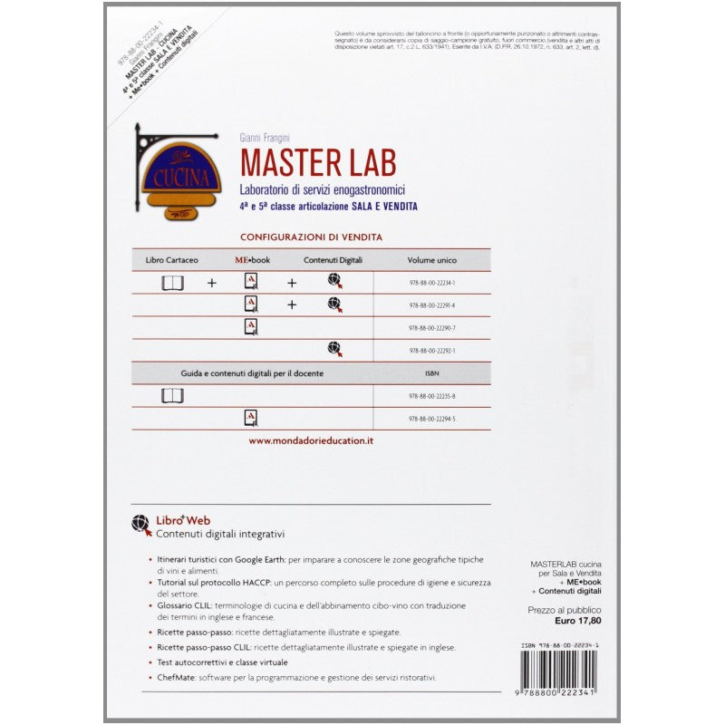 Master Lab Laboratorio Di Servizi Enogastronomici Cucina  Volume Unico
