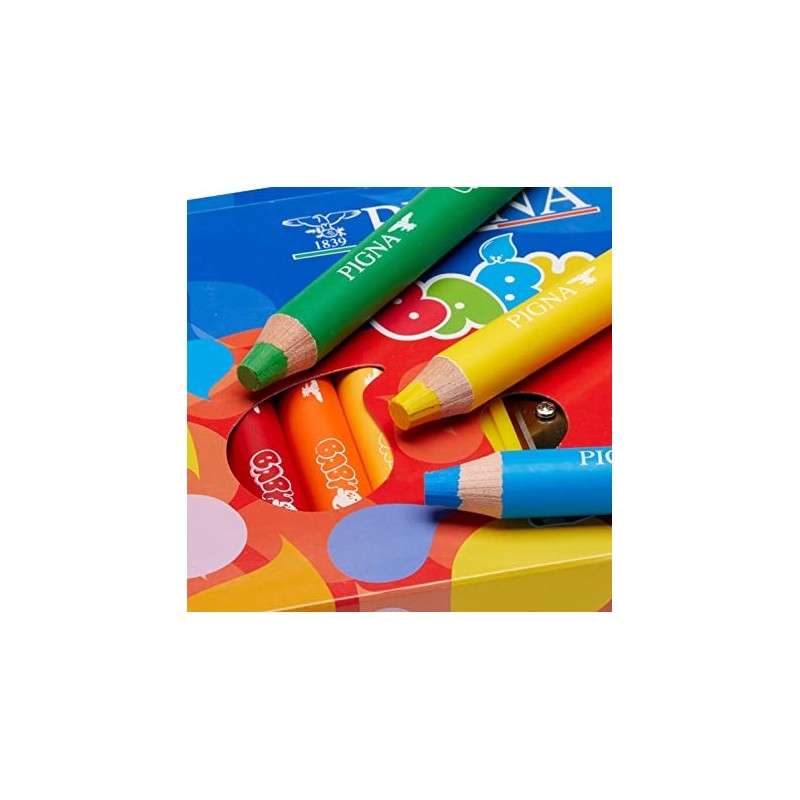 Matite Colorate Maxi Pigna Baby Da 12 + Temperino Incluso