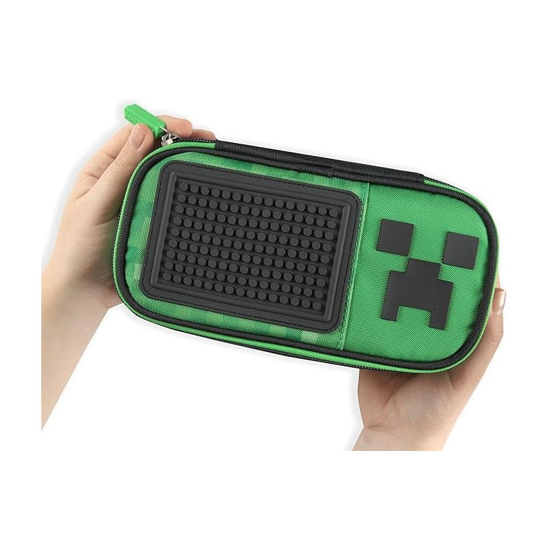 Minecraft - Astuccio Scuola Ovale Minecraft, Con Divisorio Interno Con Passanti Elastici, 22x7hx9,5 Cm, Verde