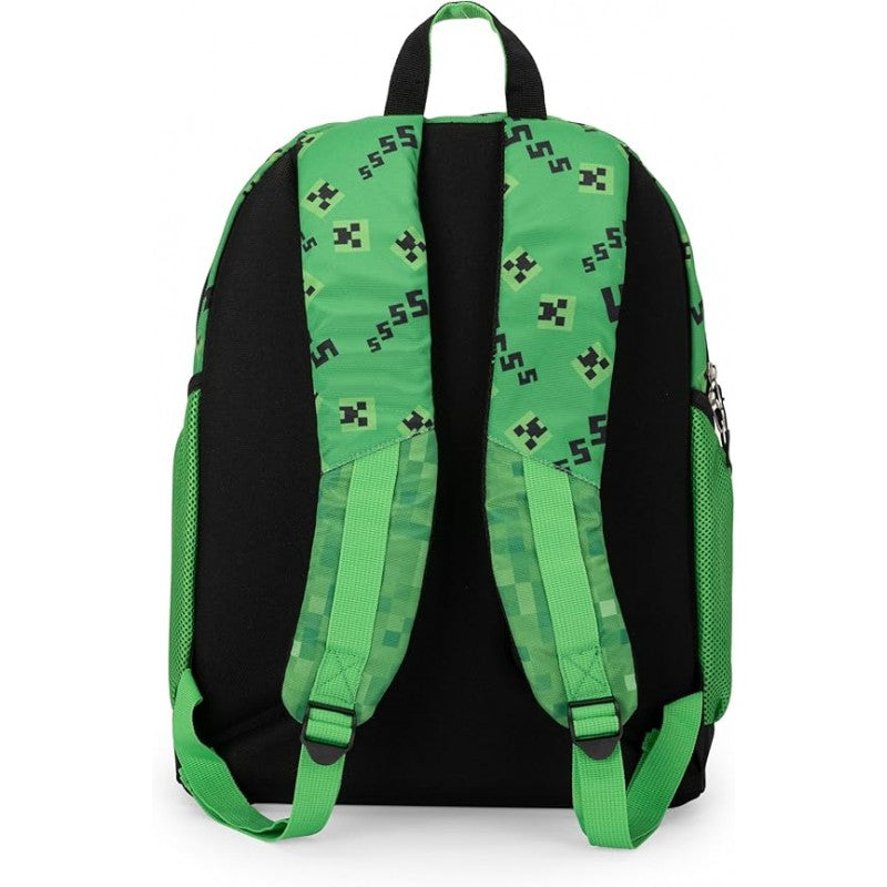 Minecraft - Zaino Scuola, Spallacci Regolabili E Imbottiti, 32x43hx23cm, Verde