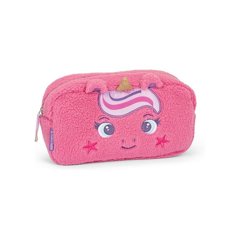 Mofu Mofu - Astuccio Busta Portatutto, Con Pratica Chiusura A Zip E Dettagli Fluffy, 22x5hx12 Cm, Fucsia