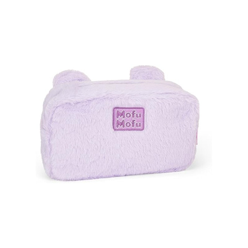Mofu Mofu - Astuccio Busta Portatutto Ufficiale Con Pratica Chiusura A Zip E Dettagli Fluffy, 22x5hx12 Cm, Lilla