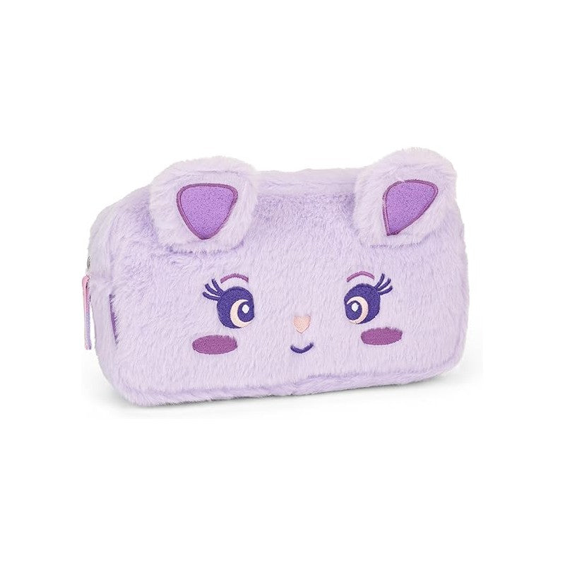Mofu Mofu - Astuccio Busta Portatutto Ufficiale Con Pratica Chiusura A Zip E Dettagli Fluffy, 22x5hx12 Cm, Lilla
