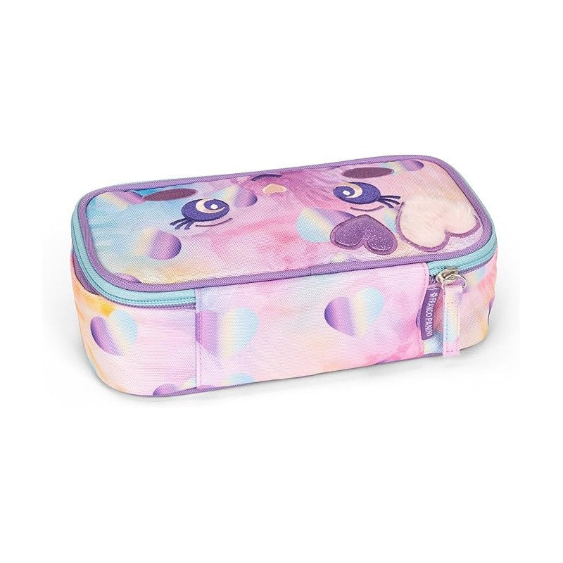 Mofu Mofu - Astuccio Ovale, Con Divisorio Interno E Passanti Elastici, Pratica Chiusura A Zip, 22x7,5hx11 Cm, Lilla