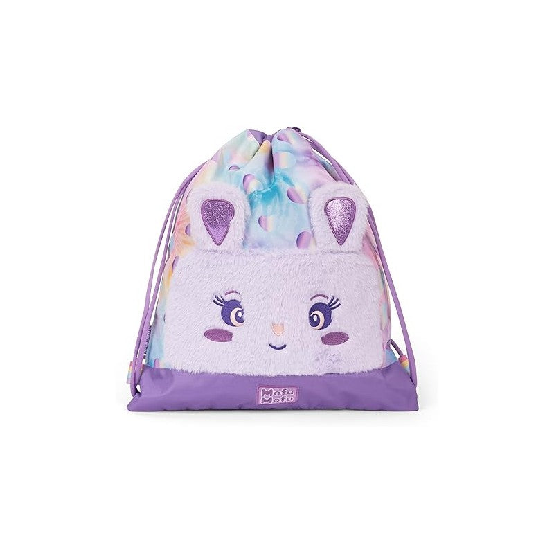 Mofu Mofu - Sacca Coulisse, Compatta E Versatile, Ideale Per Palestra, Scuola, Viaggi, Portamerenda, 34x42 Cm, Lilla