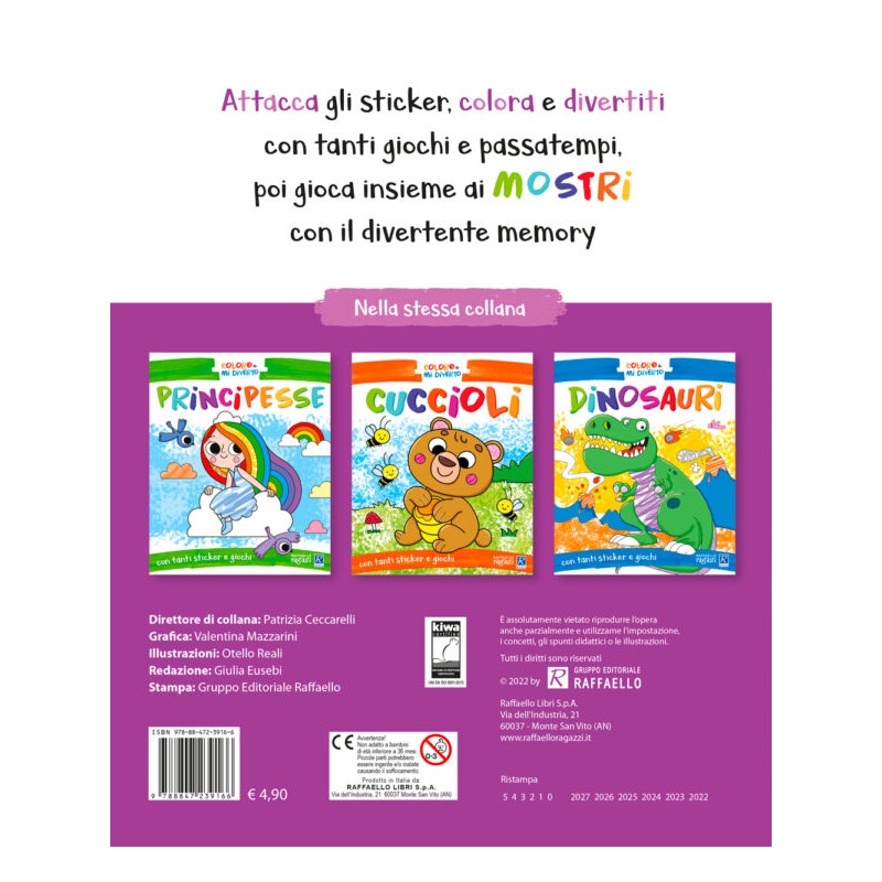 Mostri. Coloro E Mi Diverto. Con Adesivi. Ediz. Illustrata