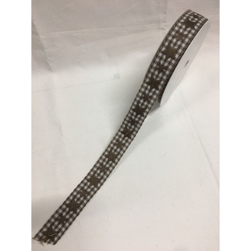 Nastro A Quadretti Con Stelle Ricamate