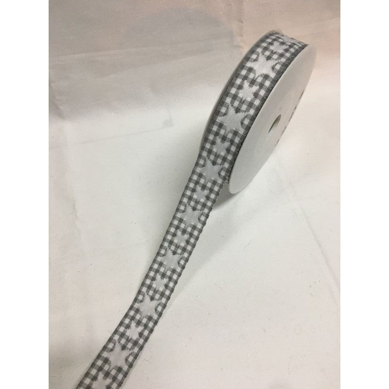 Nastro A Quadretti Con Stelle Ricamate