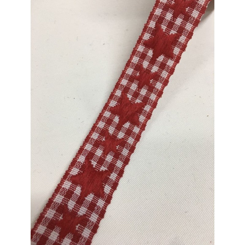 Nastro A Quadretti Con Stelle Ricamate