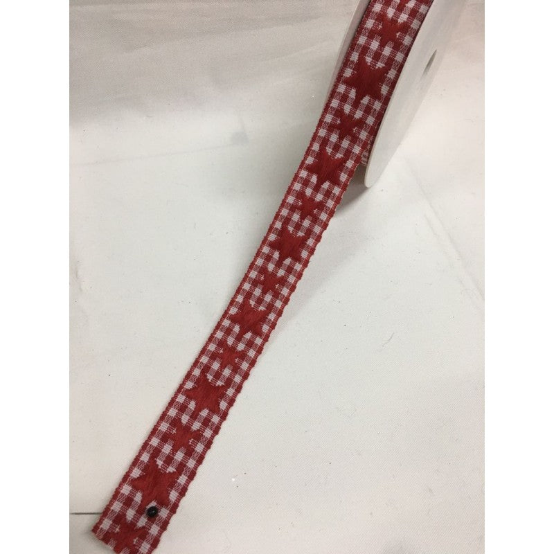 Nastro A Quadretti Con Stelle Ricamate