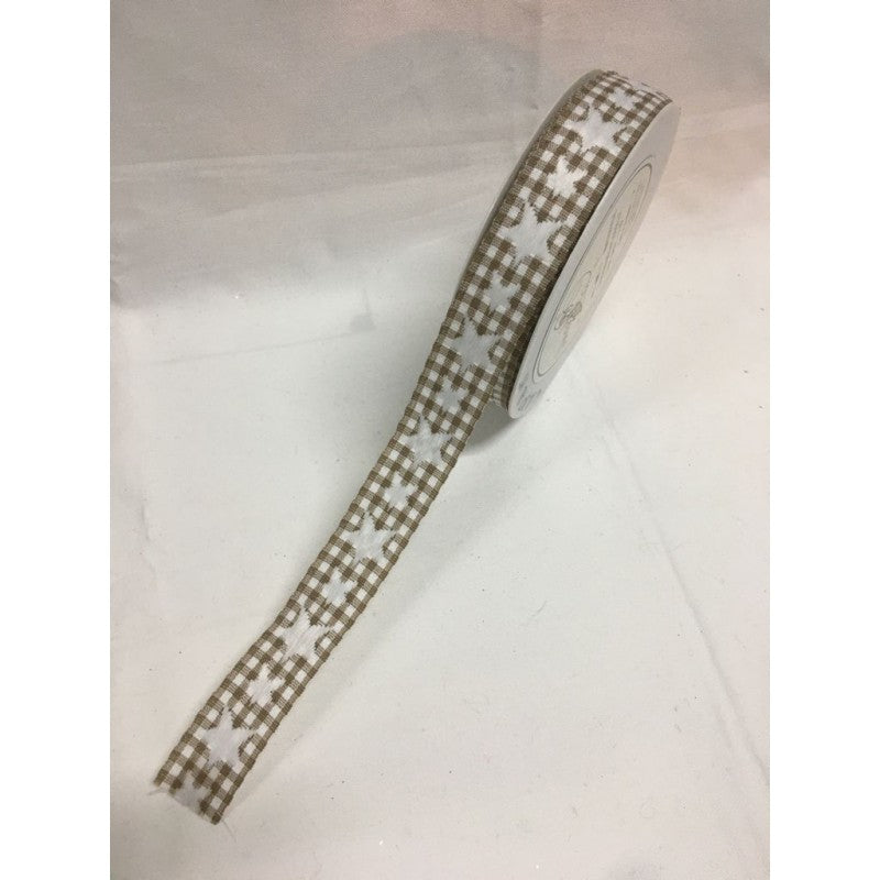 Nastro A Quadretti Con Stelle Ricamate