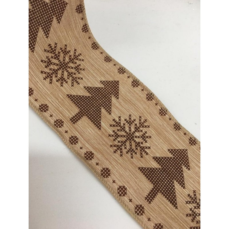 Nastro Con Abeti E Fiocchi Di Neve