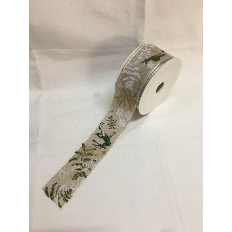 Nastro Decorato Con Renne E Foglie