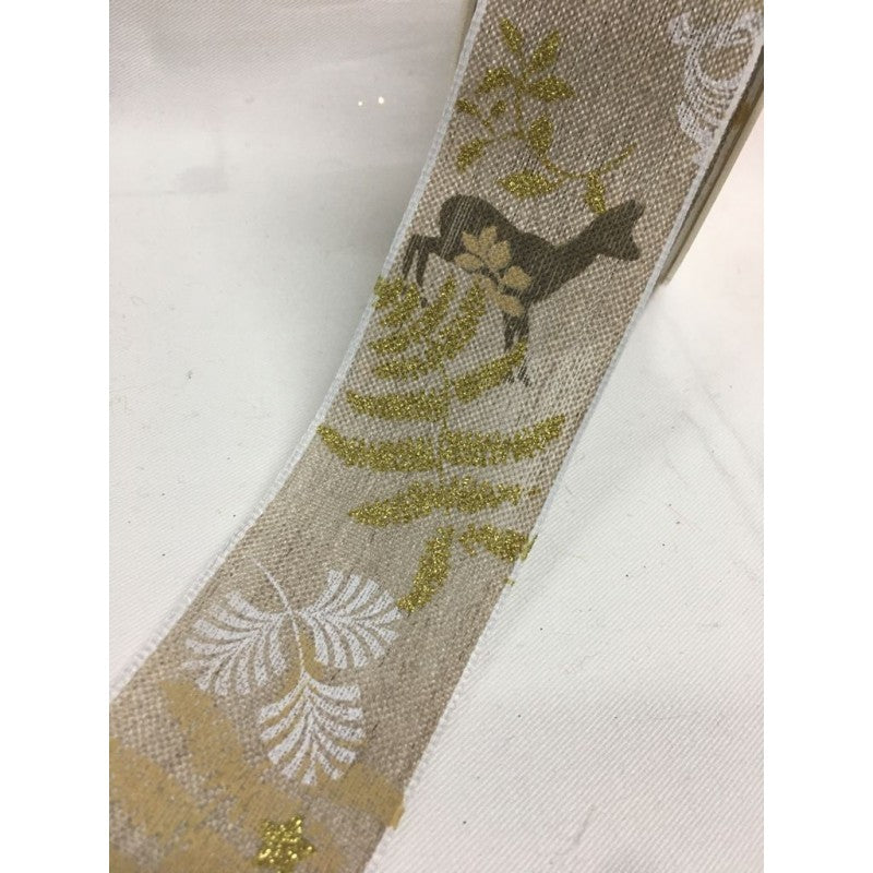 Nastro Decorato Con Renne E Foglie